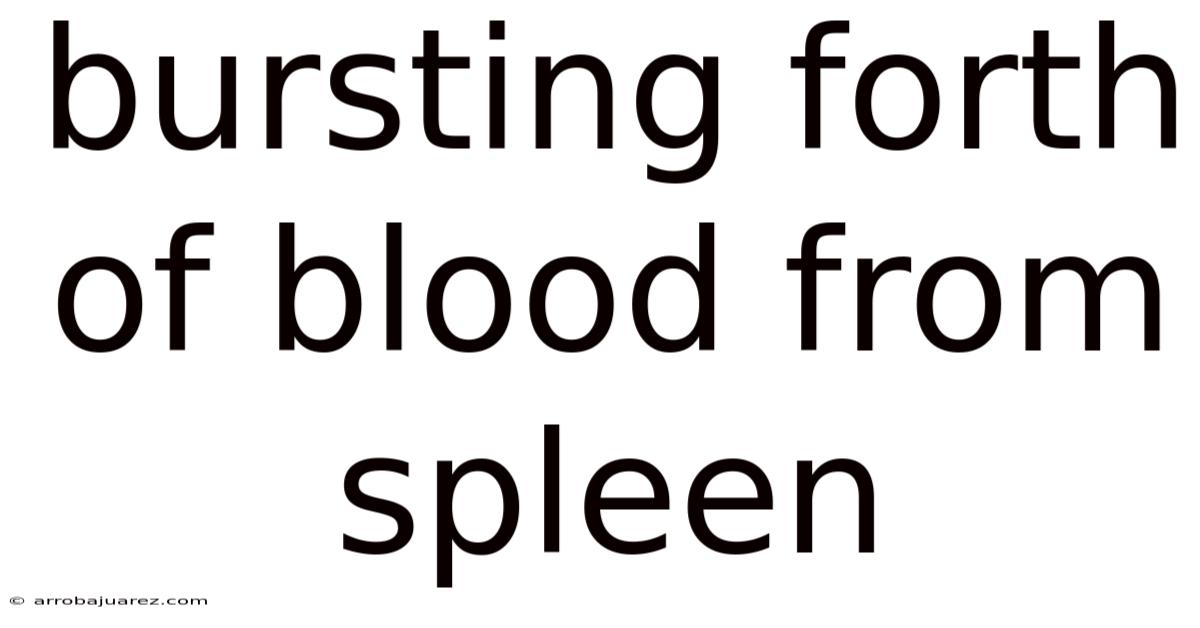 Bursting Forth Of Blood From Spleen