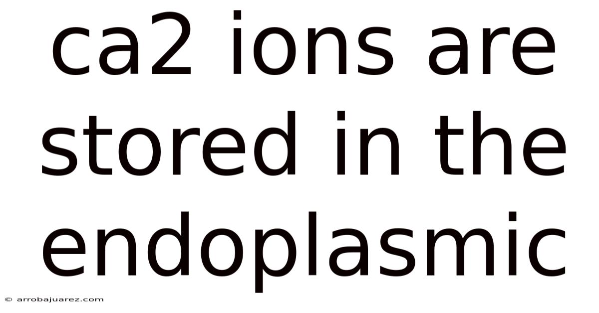 Ca2 Ions Are Stored In The Endoplasmic