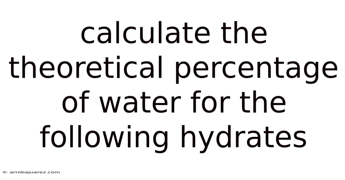 Calculate The Theoretical Percentage Of Water For The Following Hydrates