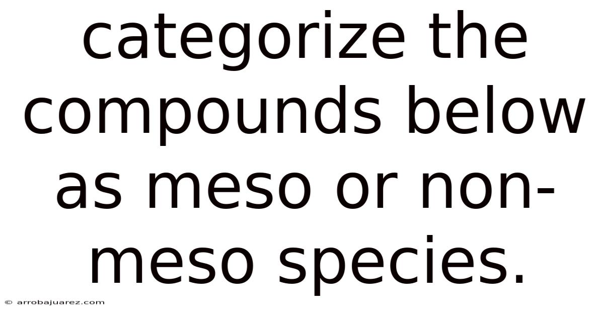 Categorize The Compounds Below As Meso Or Non-meso Species.