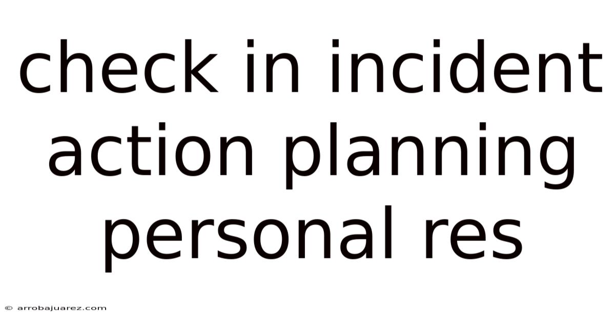 Check In Incident Action Planning Personal Res