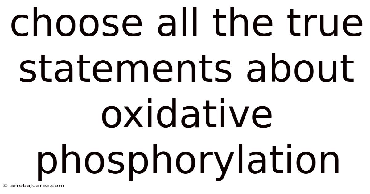 Choose All The True Statements About Oxidative Phosphorylation
