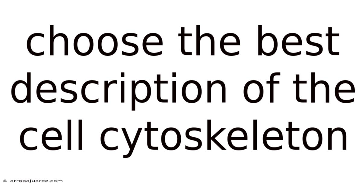 Choose The Best Description Of The Cell Cytoskeleton