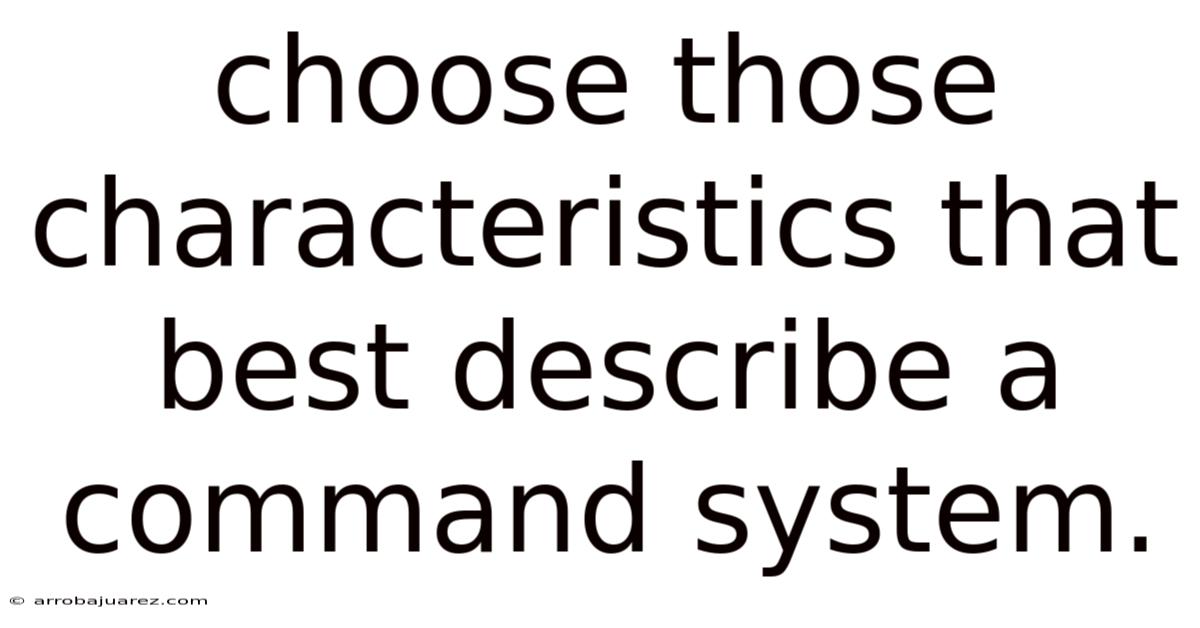 Choose Those Characteristics That Best Describe A Command System.