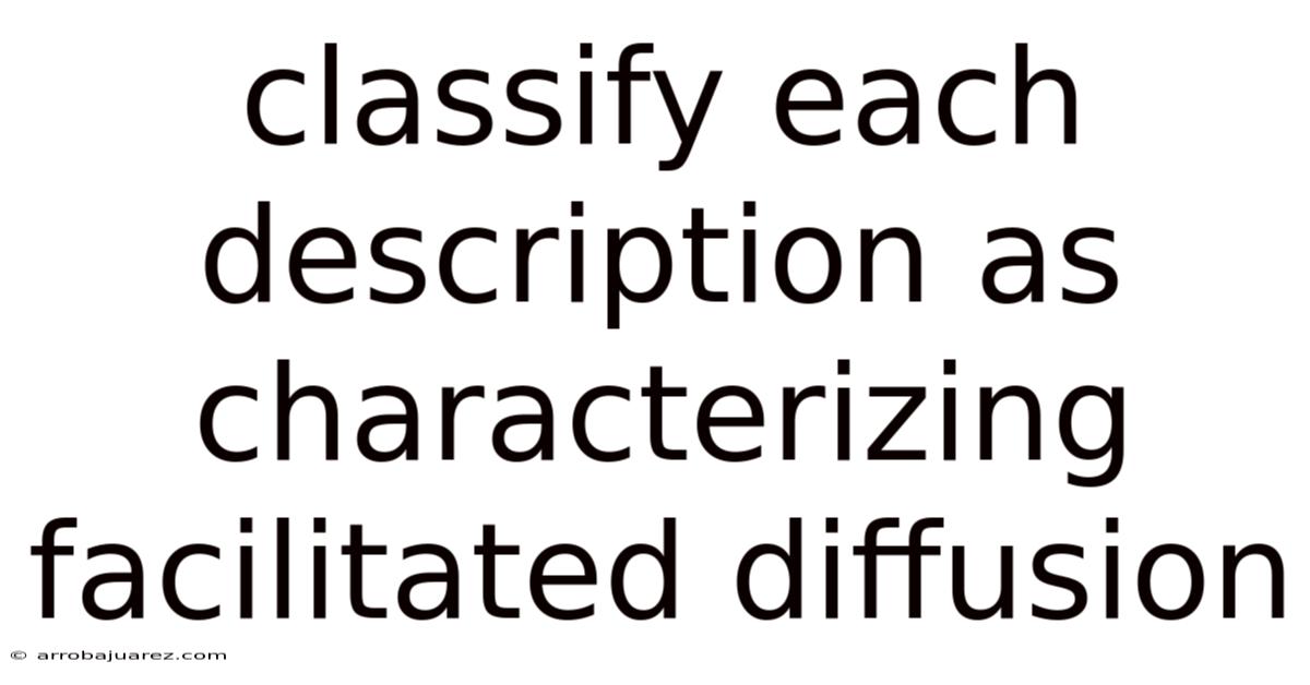 Classify Each Description As Characterizing Facilitated Diffusion