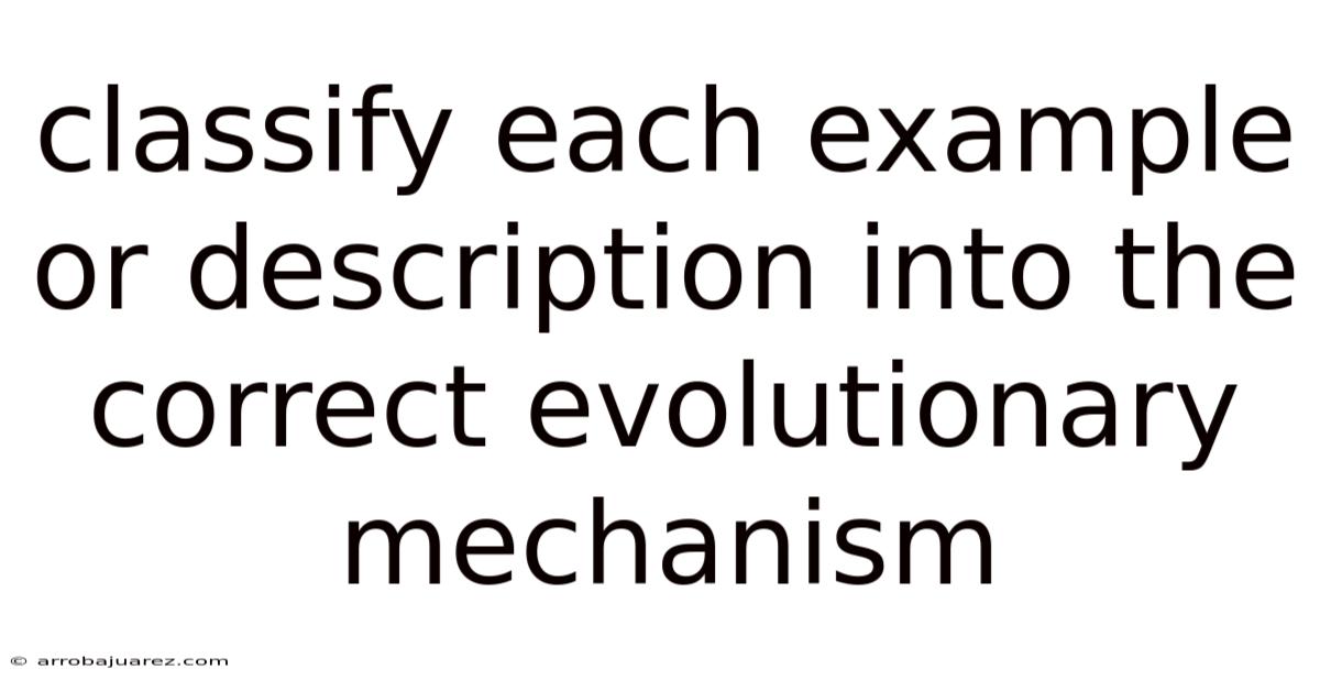 Classify Each Example Or Description Into The Correct Evolutionary Mechanism