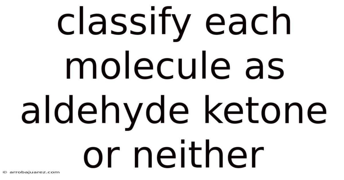 Classify Each Molecule As Aldehyde Ketone Or Neither