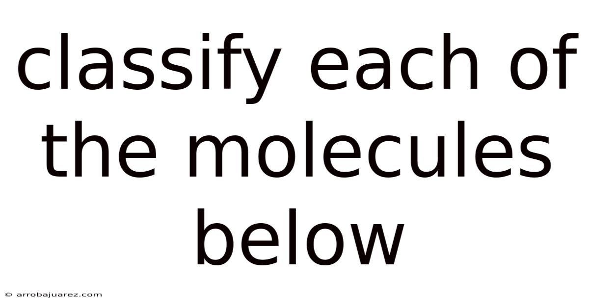 Classify Each Of The Molecules Below