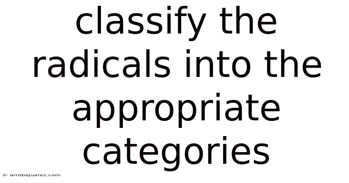 Classify The Radicals Into The Appropriate Categories