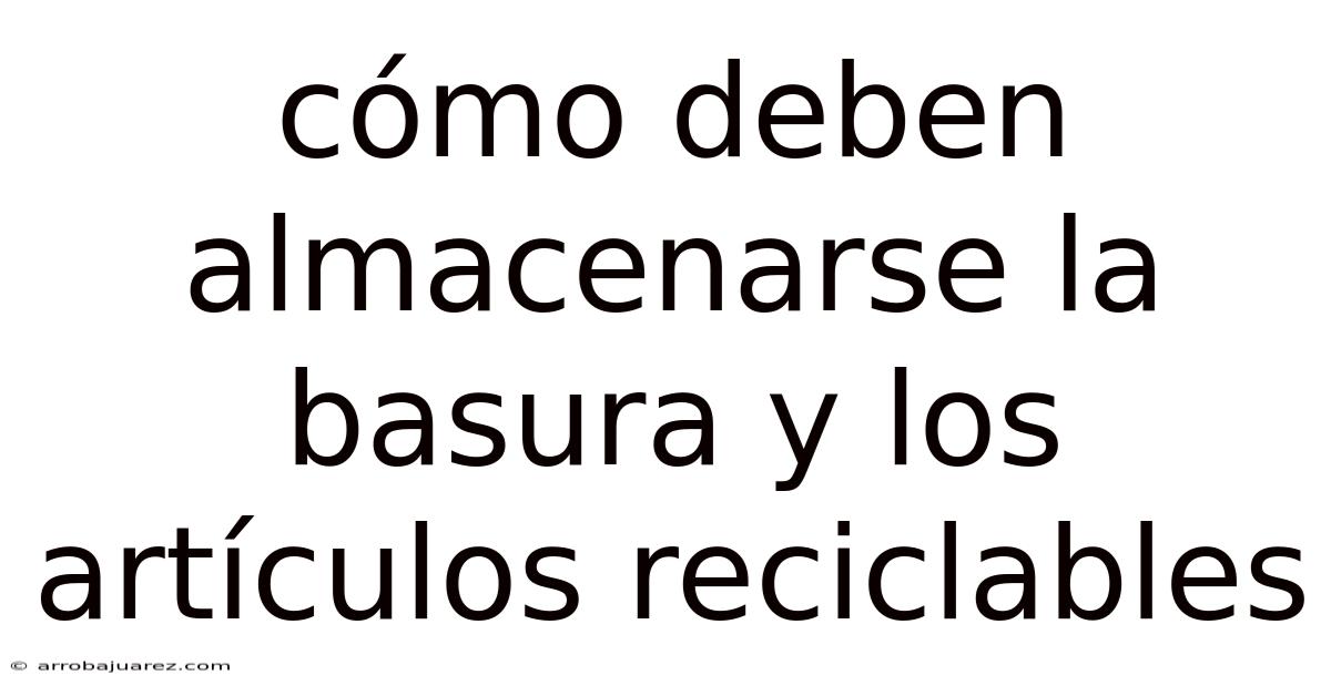 Cómo Deben Almacenarse La Basura Y Los Artículos Reciclables
