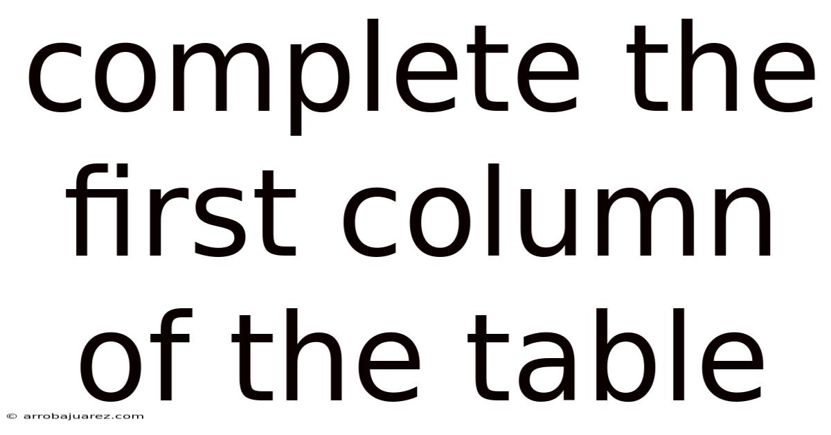 Complete The First Column Of The Table