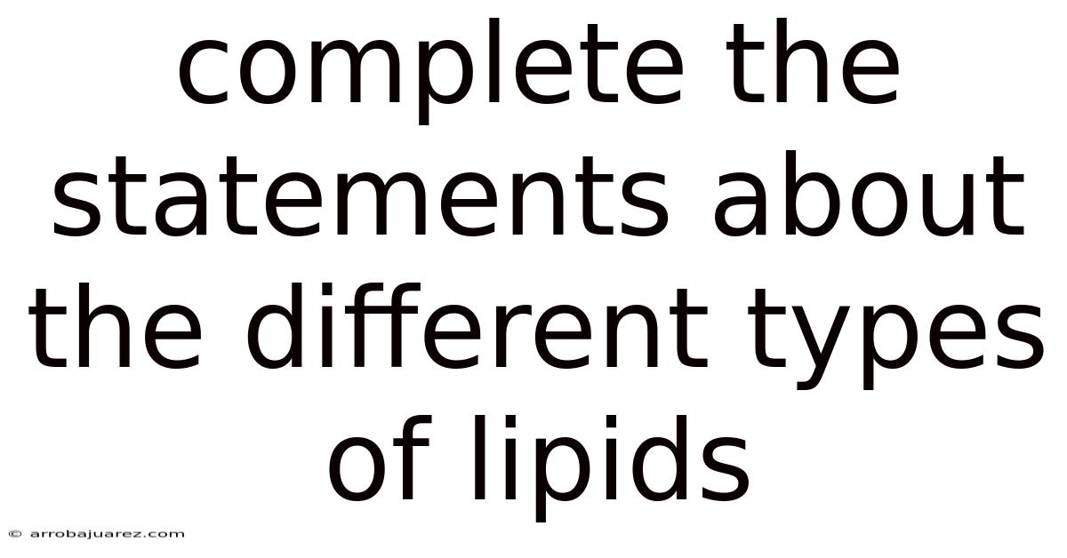 Complete The Statements About The Different Types Of Lipids