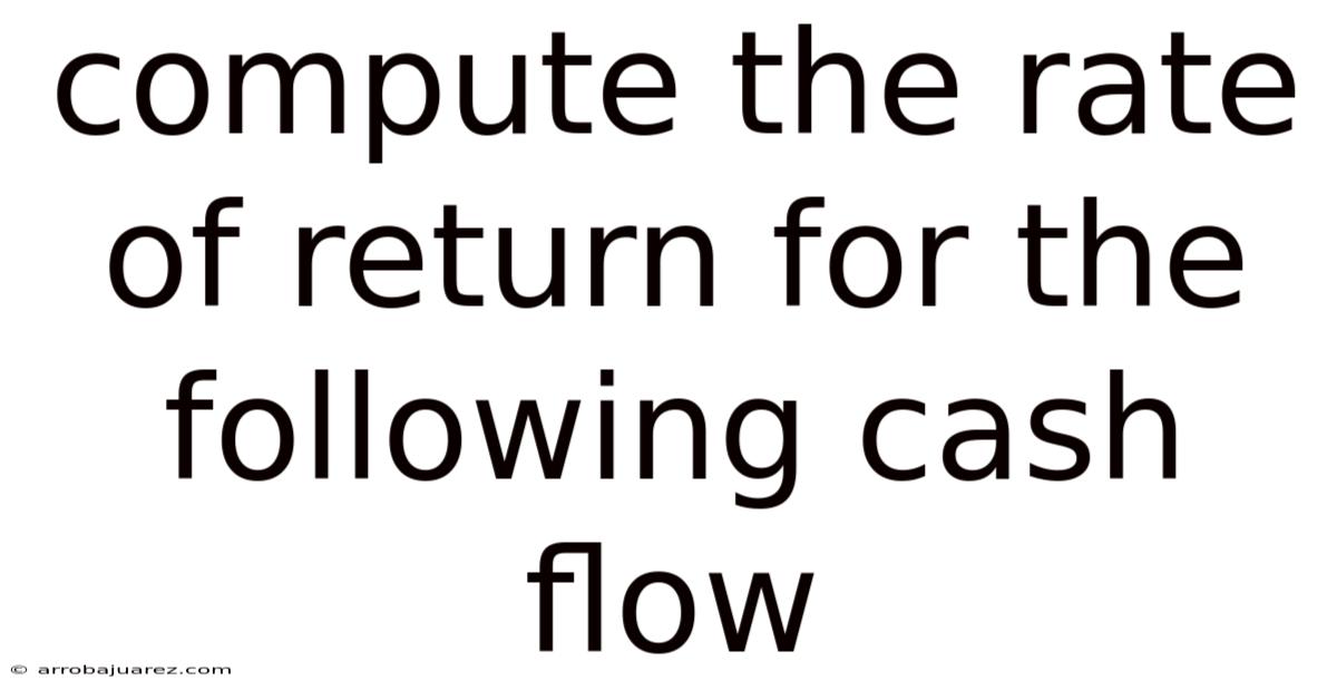 Compute The Rate Of Return For The Following Cash Flow