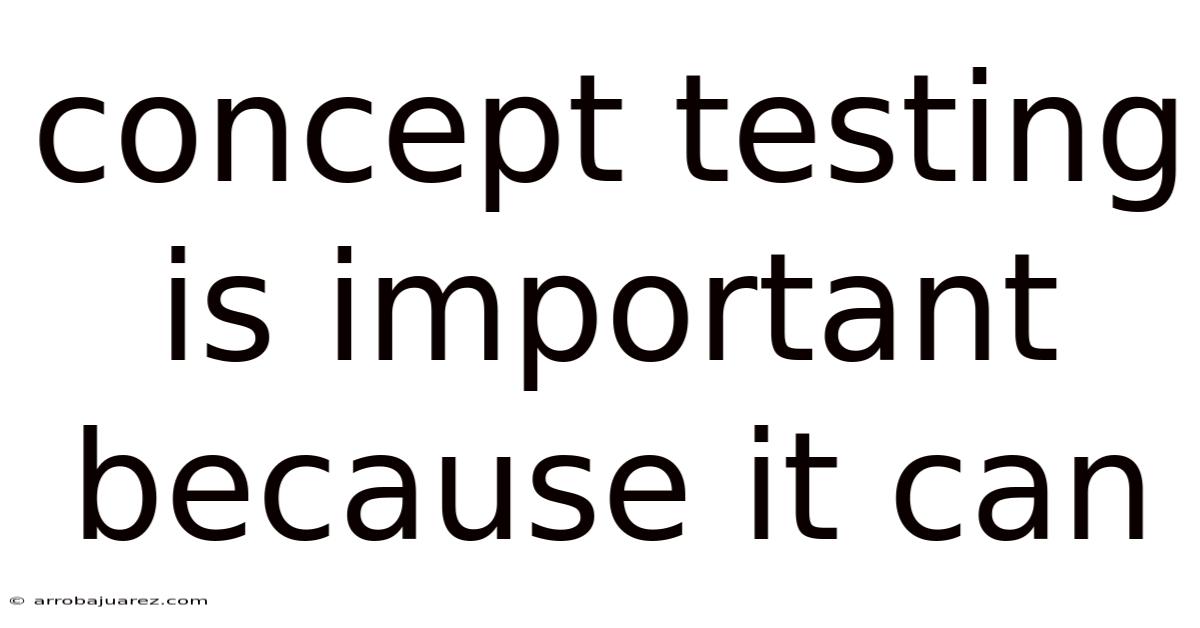 Concept Testing Is Important Because It Can