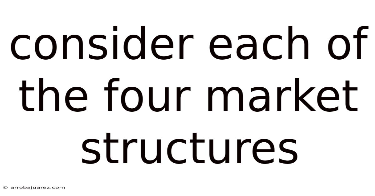 Consider Each Of The Four Market Structures