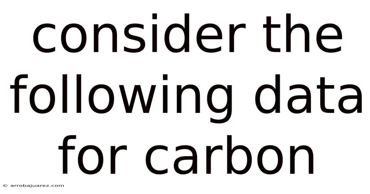 Consider The Following Data For Carbon