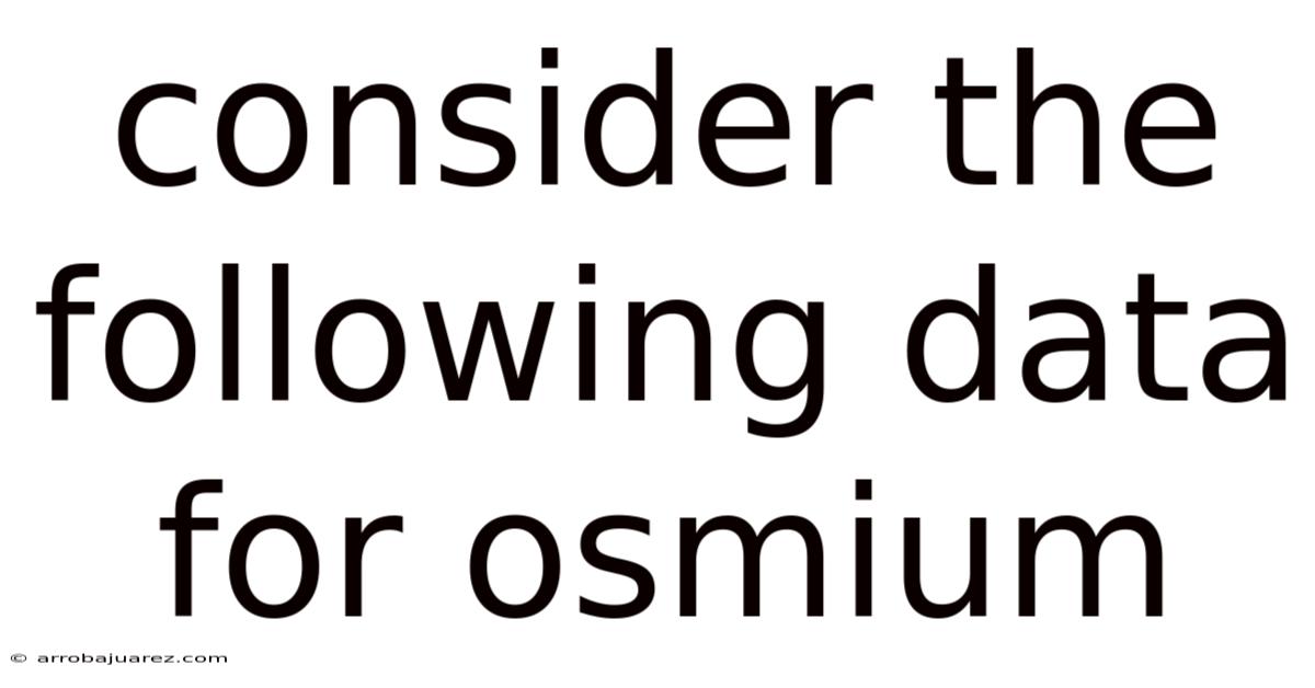 Consider The Following Data For Osmium