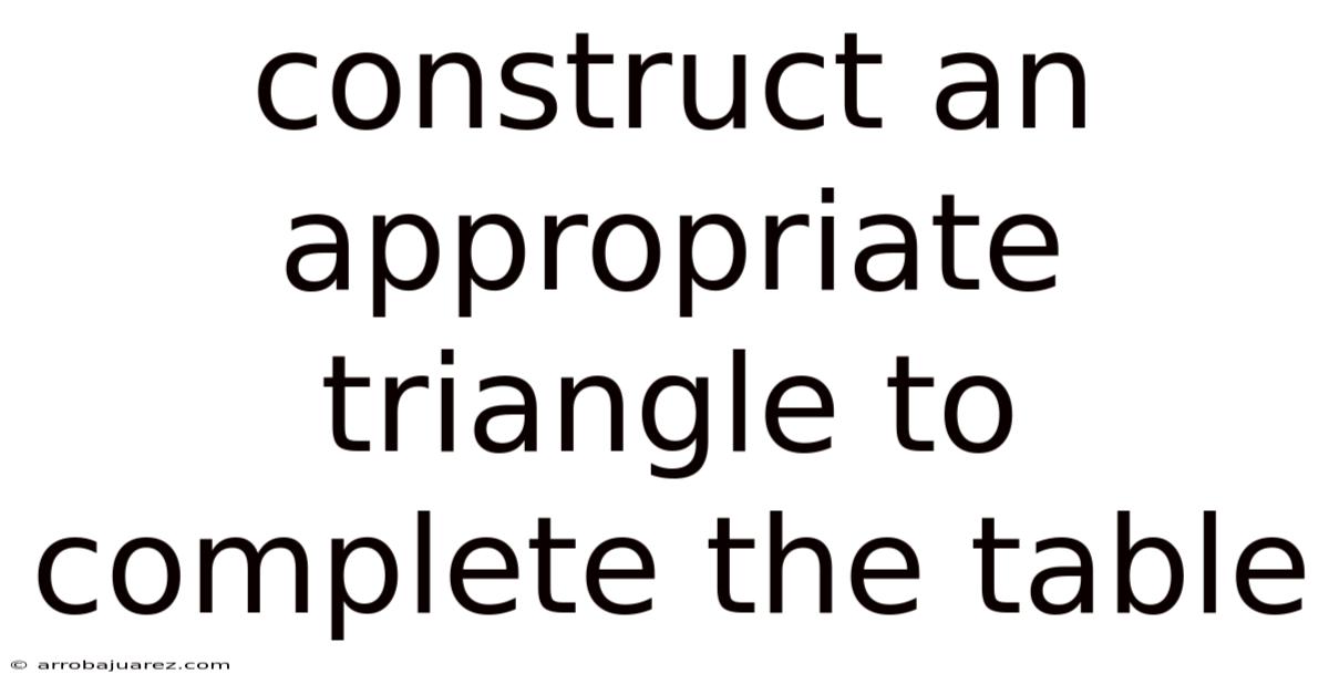 Construct An Appropriate Triangle To Complete The Table