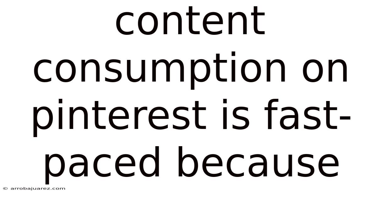 Content Consumption On Pinterest Is Fast-paced Because