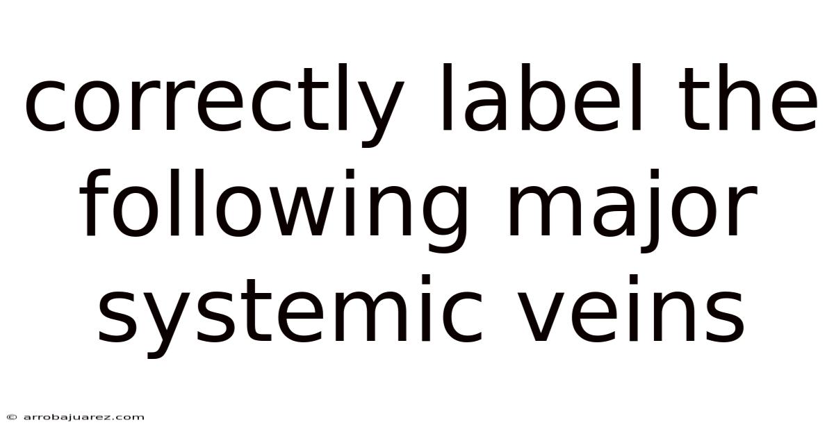 Correctly Label The Following Major Systemic Veins