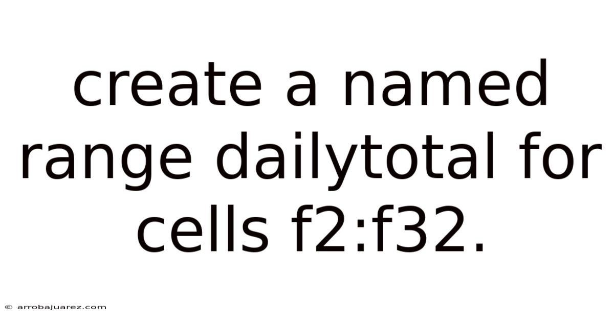 Create A Named Range Dailytotal For Cells F2:f32.