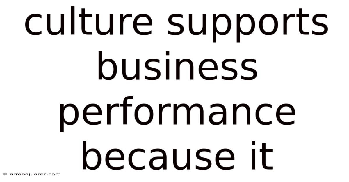 Culture Supports Business Performance Because It