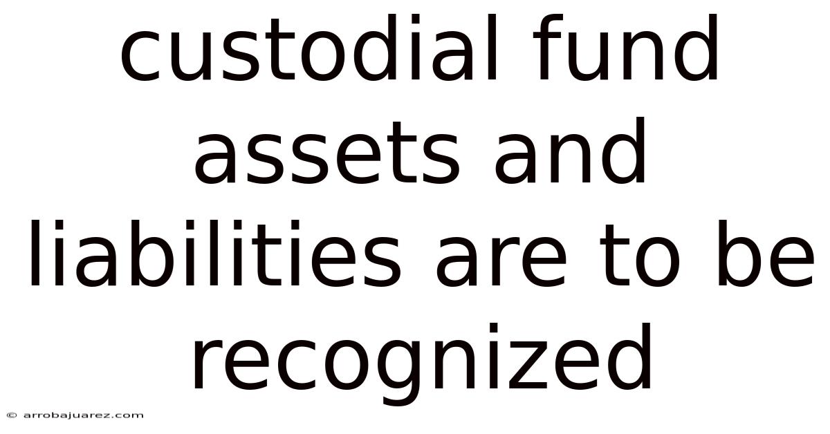 Custodial Fund Assets And Liabilities Are To Be Recognized