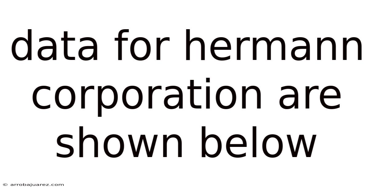 Data For Hermann Corporation Are Shown Below