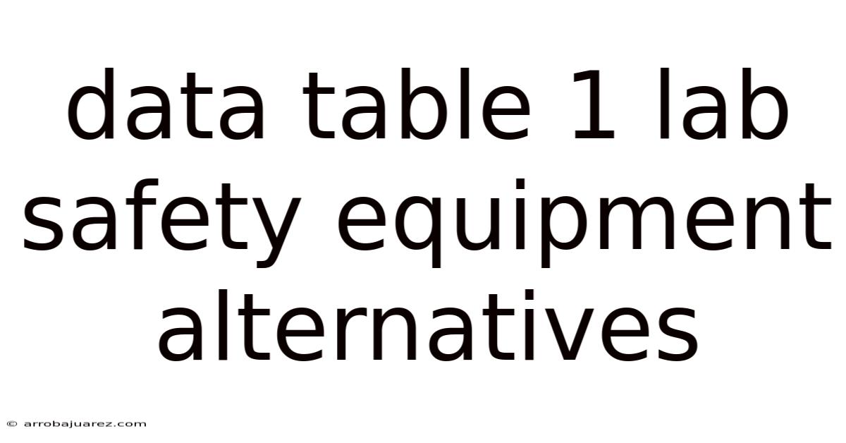 Data Table 1 Lab Safety Equipment Alternatives