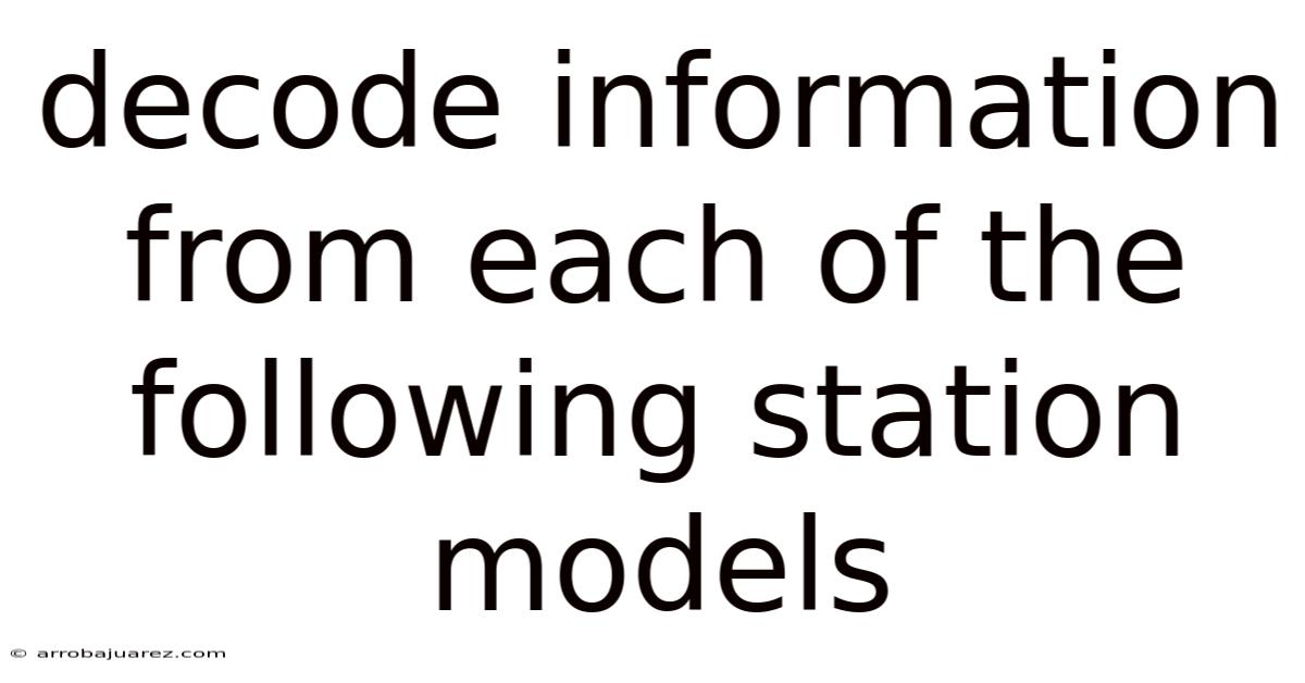 Decode Information From Each Of The Following Station Models