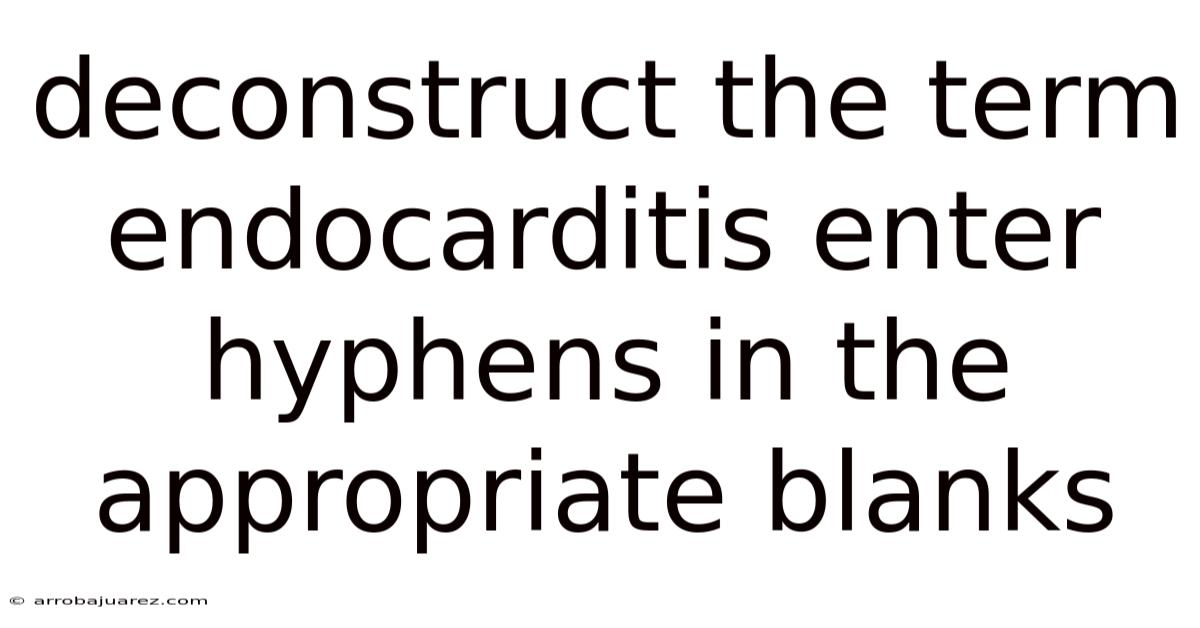 Deconstruct The Term Endocarditis Enter Hyphens In The Appropriate Blanks
