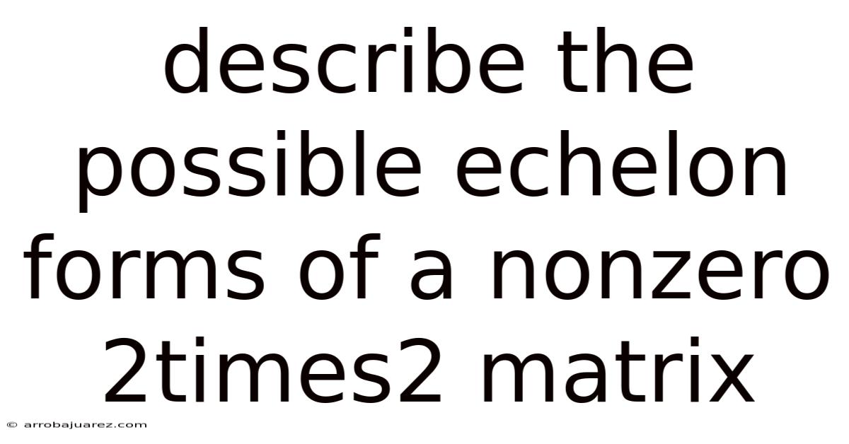 Describe The Possible Echelon Forms Of A Nonzero 2times2 Matrix