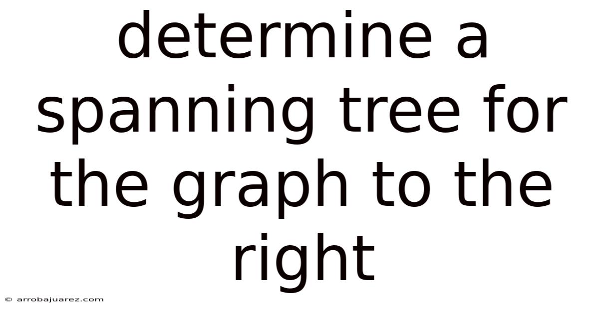 Determine A Spanning Tree For The Graph To The Right