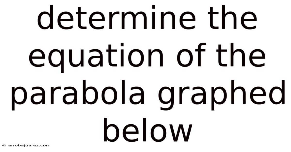 Determine The Equation Of The Parabola Graphed Below