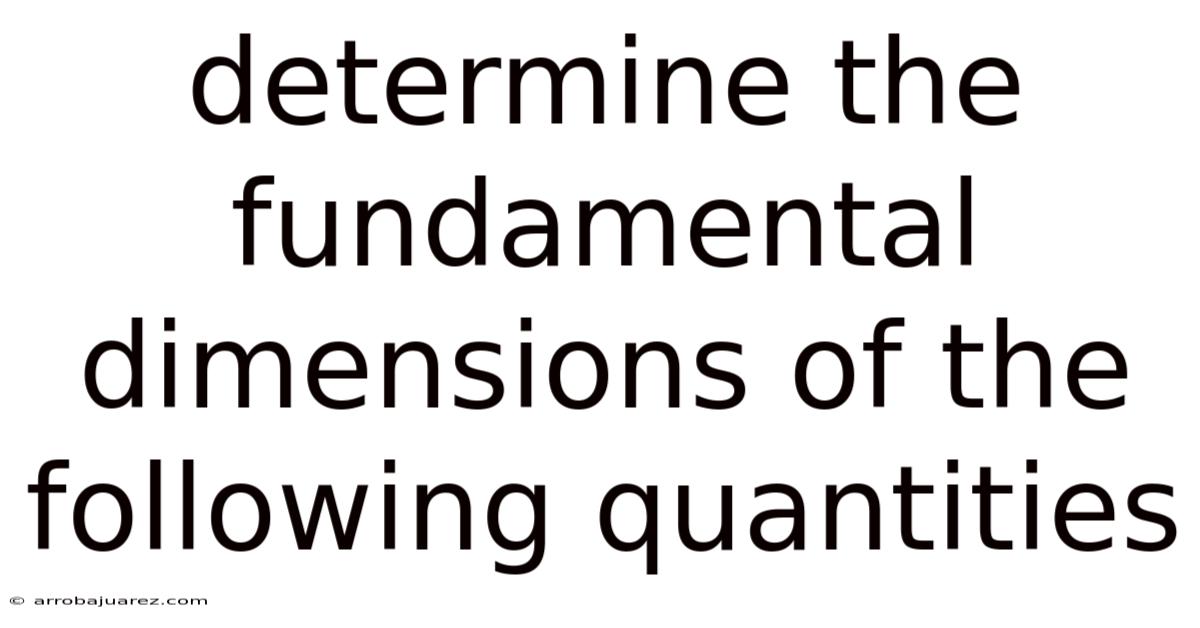 Determine The Fundamental Dimensions Of The Following Quantities
