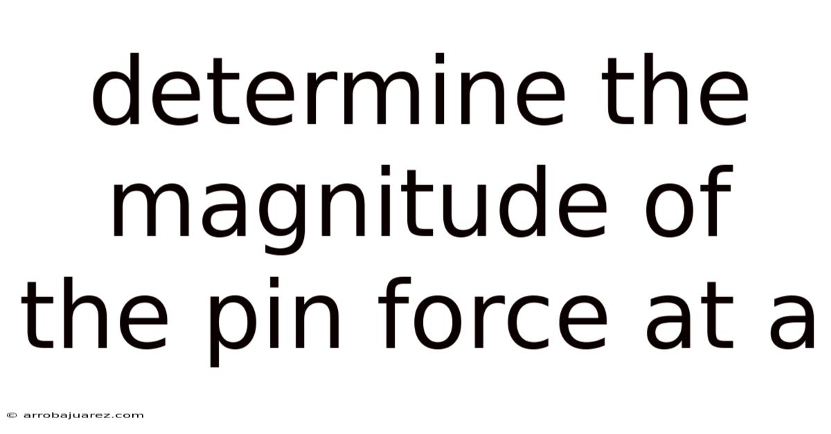 Determine The Magnitude Of The Pin Force At A