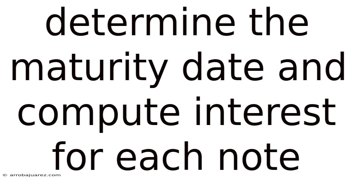 Determine The Maturity Date And Compute Interest For Each Note