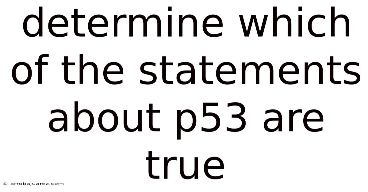 Determine Which Of The Statements About P53 Are True