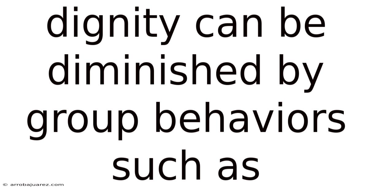 Dignity Can Be Diminished By Group Behaviors Such As