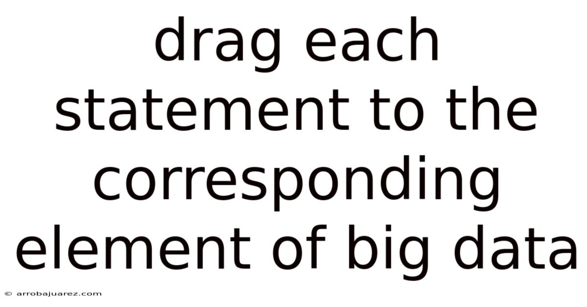 Drag Each Statement To The Corresponding Element Of Big Data