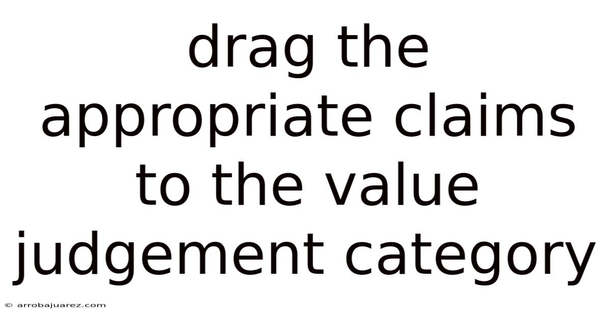 Drag The Appropriate Claims To The Value Judgement Category