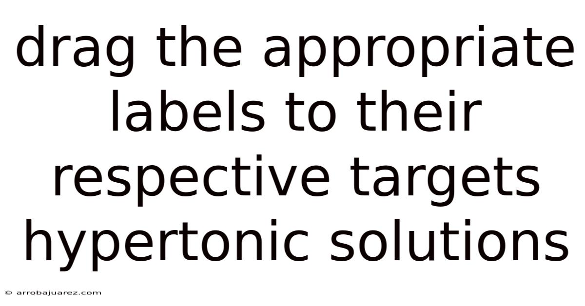 Drag The Appropriate Labels To Their Respective Targets Hypertonic Solutions