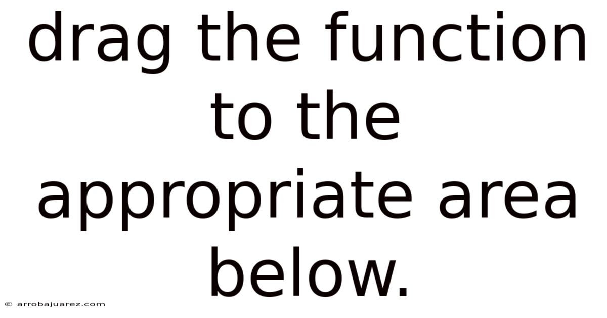 Drag The Function To The Appropriate Area Below.
