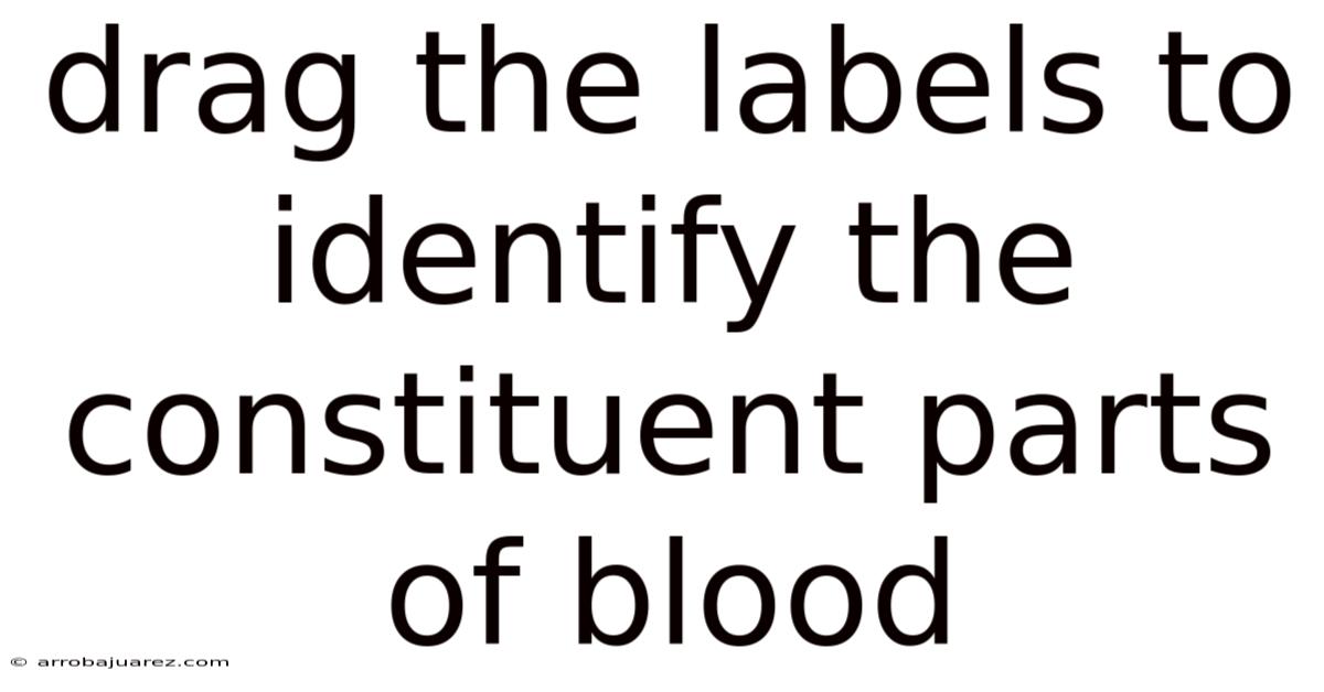 Drag The Labels To Identify The Constituent Parts Of Blood