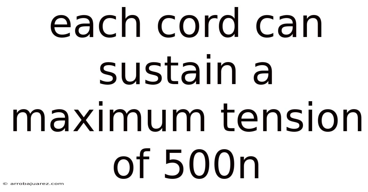 Each Cord Can Sustain A Maximum Tension Of 500n