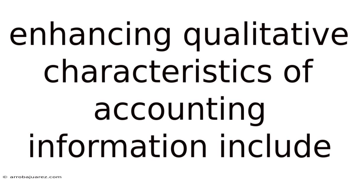 Enhancing Qualitative Characteristics Of Accounting Information Include