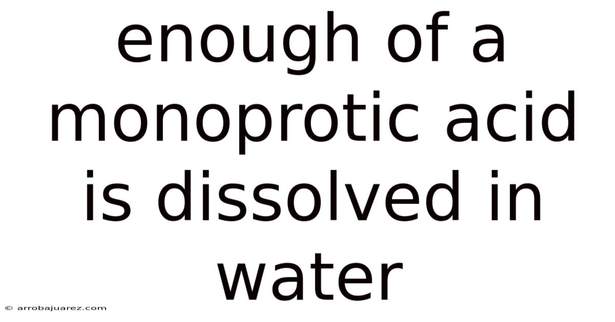 Enough Of A Monoprotic Acid Is Dissolved In Water