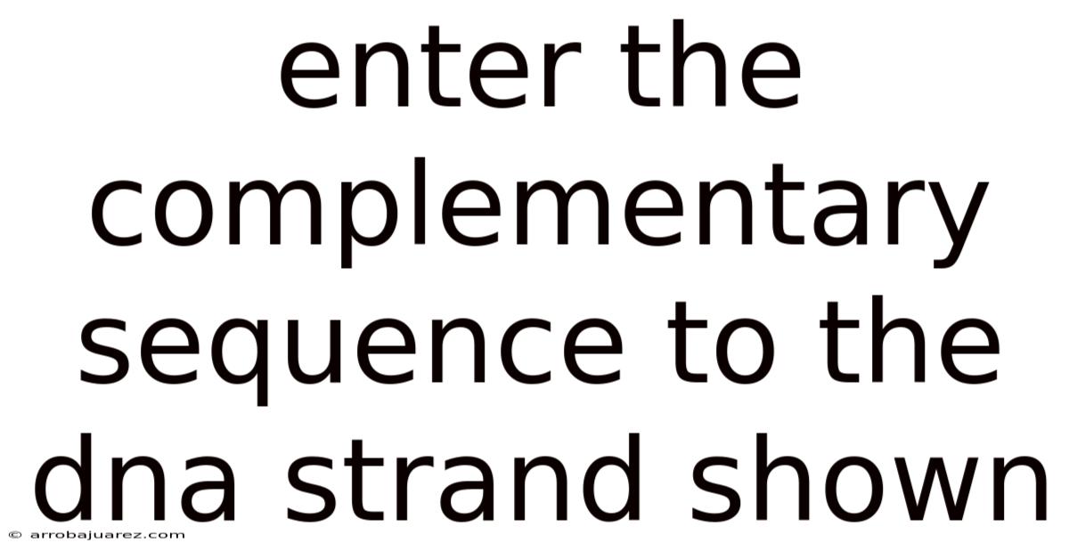 Enter The Complementary Sequence To The Dna Strand Shown