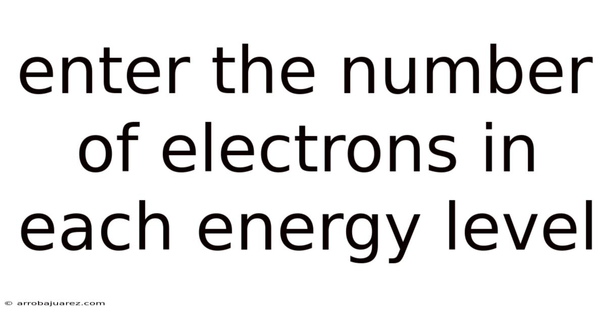 Enter The Number Of Electrons In Each Energy Level