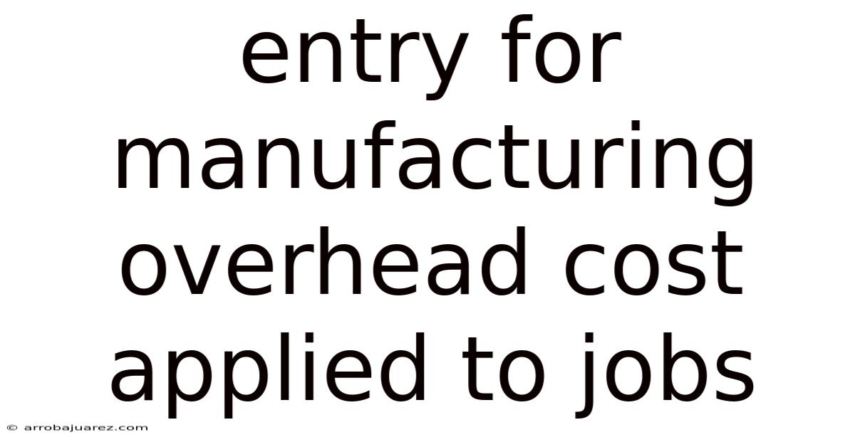 Entry For Manufacturing Overhead Cost Applied To Jobs